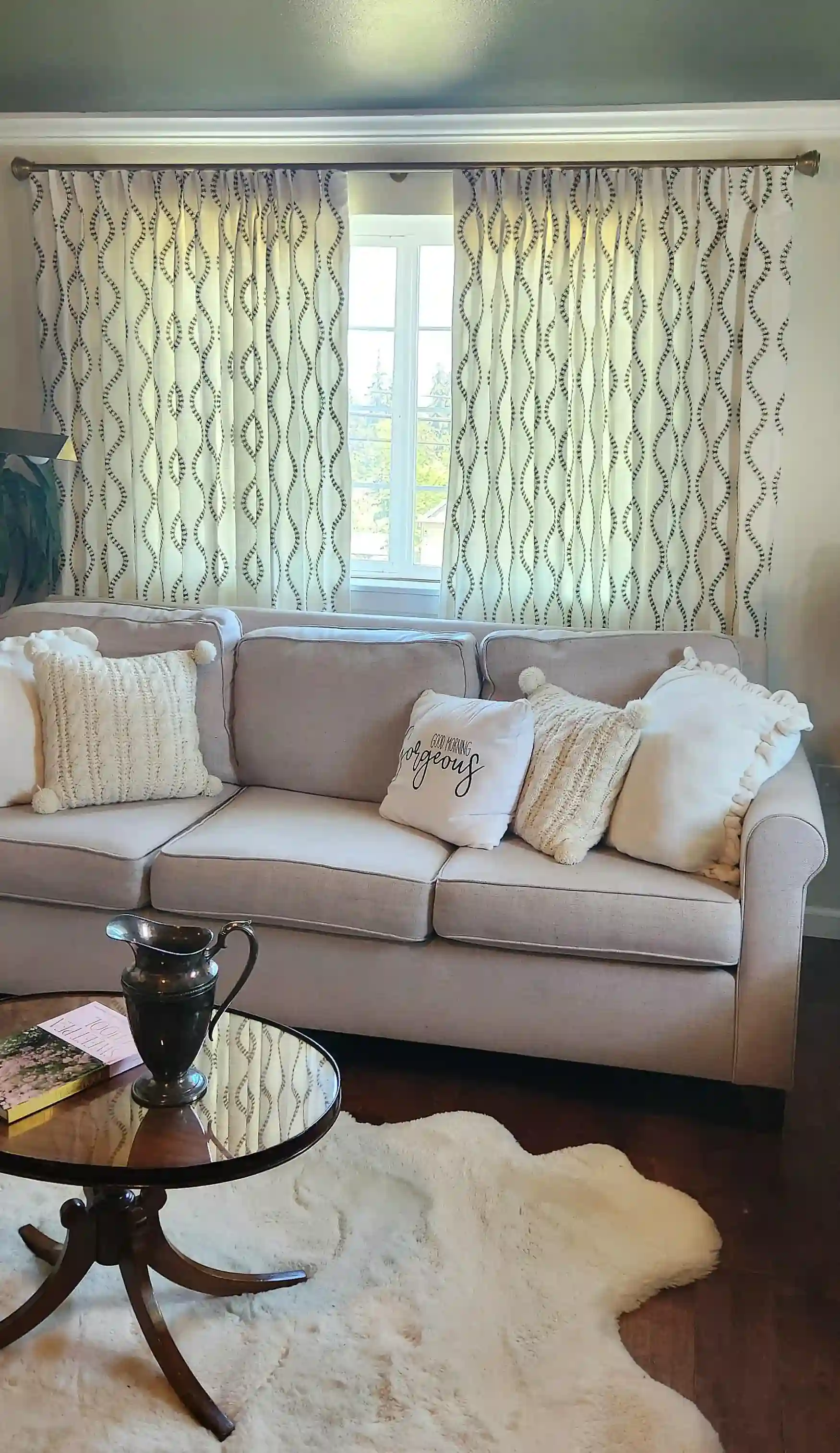 Client project featuring custom window treatment installation
