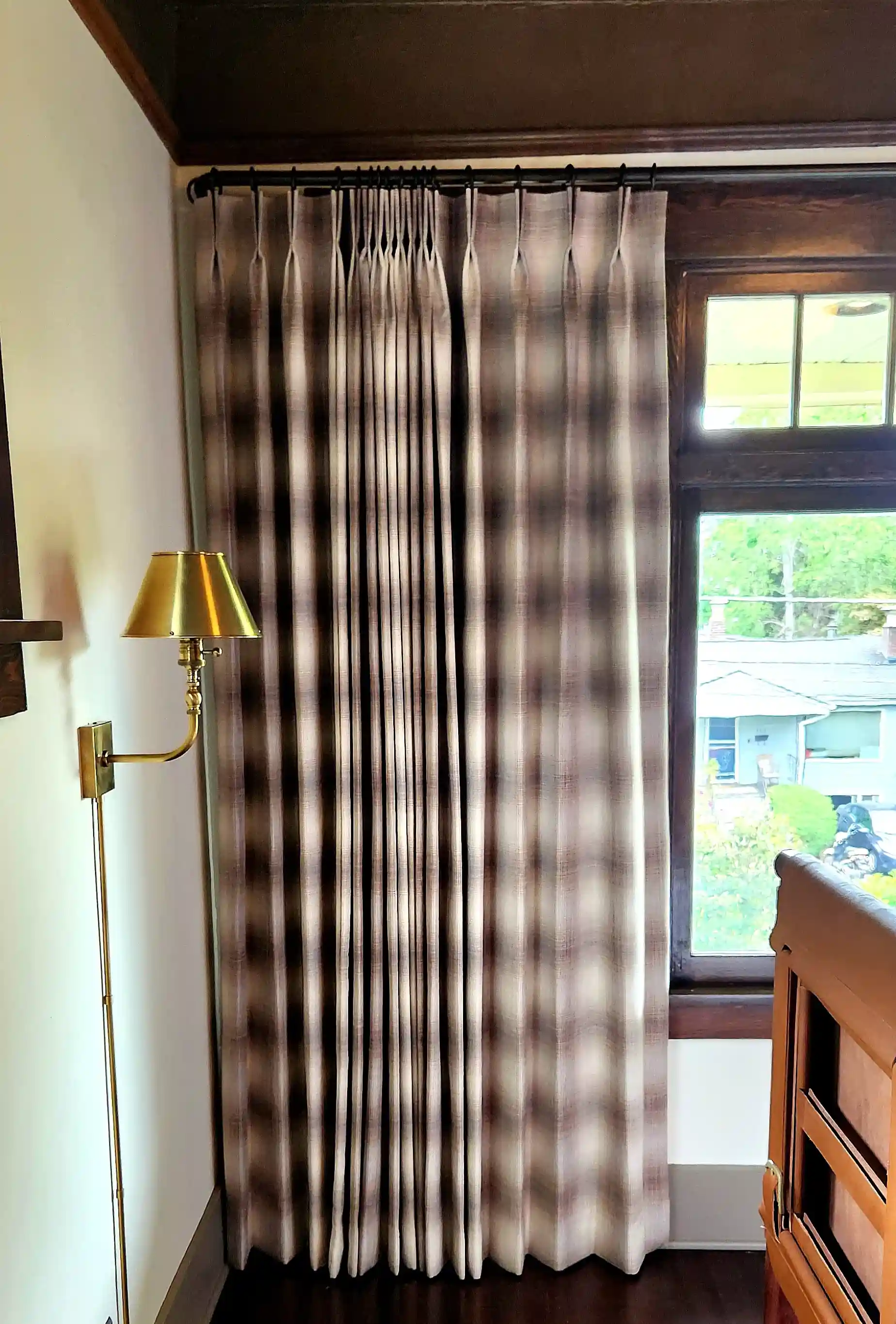 Custom window treatment installation with clean interior finish