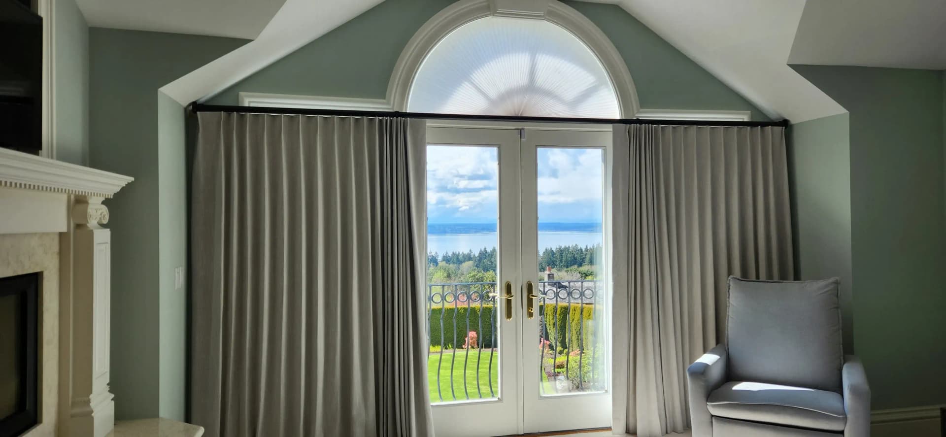 Residential window fashion project with custom coverings