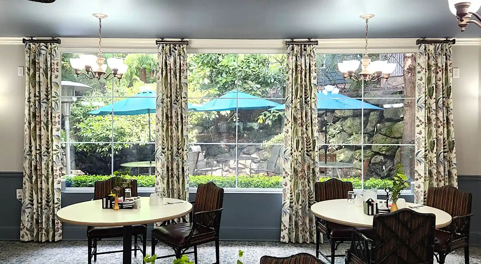 Custom window shades installed in a finished room