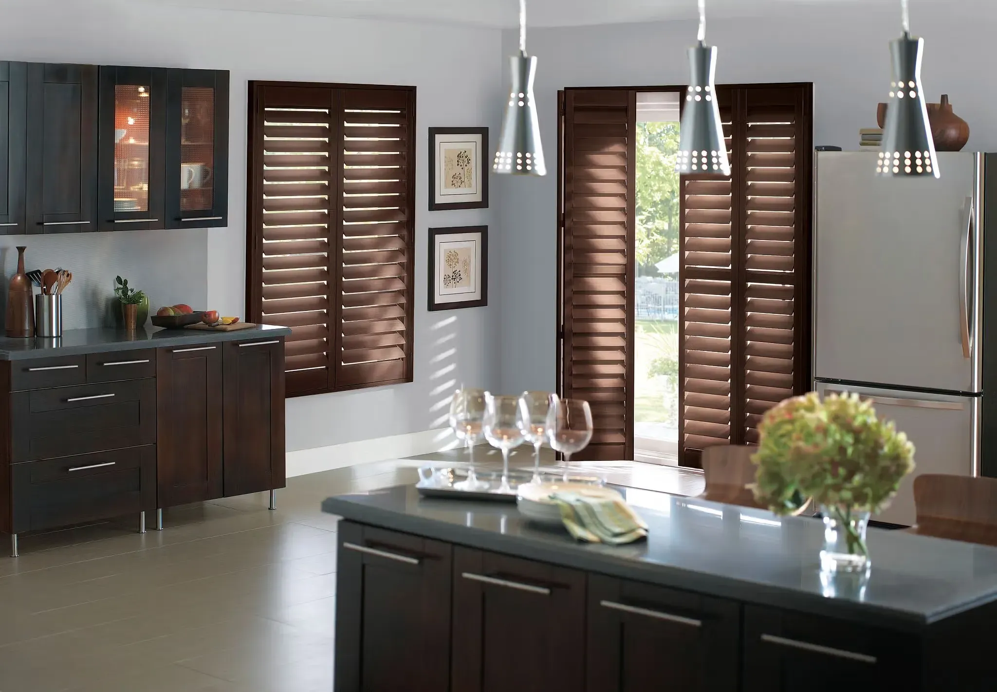 Custom wood shutter installation